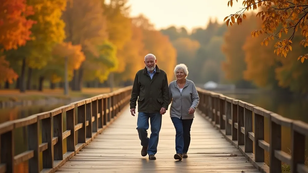 Senioru pāris pastaigājas pa Ventas Rumbu promenādi Kuldīgā